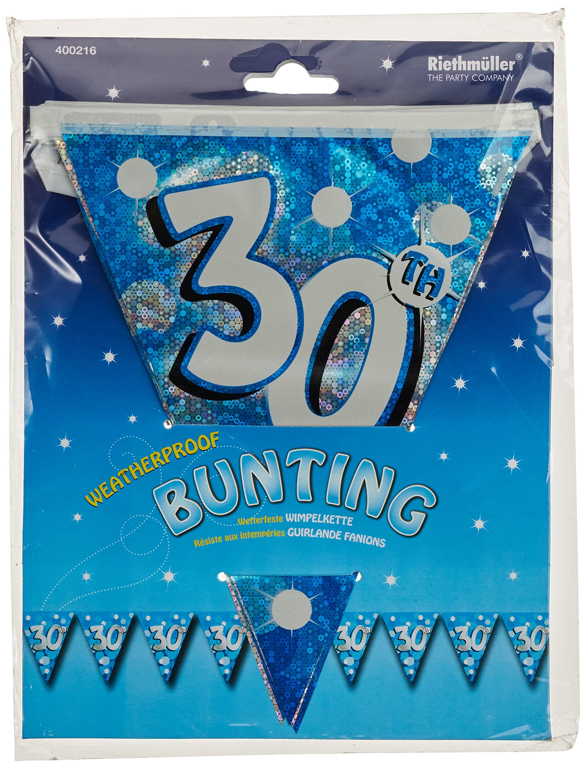 Amscan International Blue Sparkle Party 4 m Bunting Flag Banner 30th