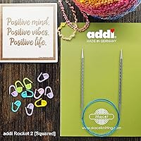 Vista 7 de addi Rocket 2 - Aguja de tejer circular ergonómica cuadrada de 32 pulgadas (80cm) US 0 (2mm), acabado texturizado, bordes redondeados, puntas