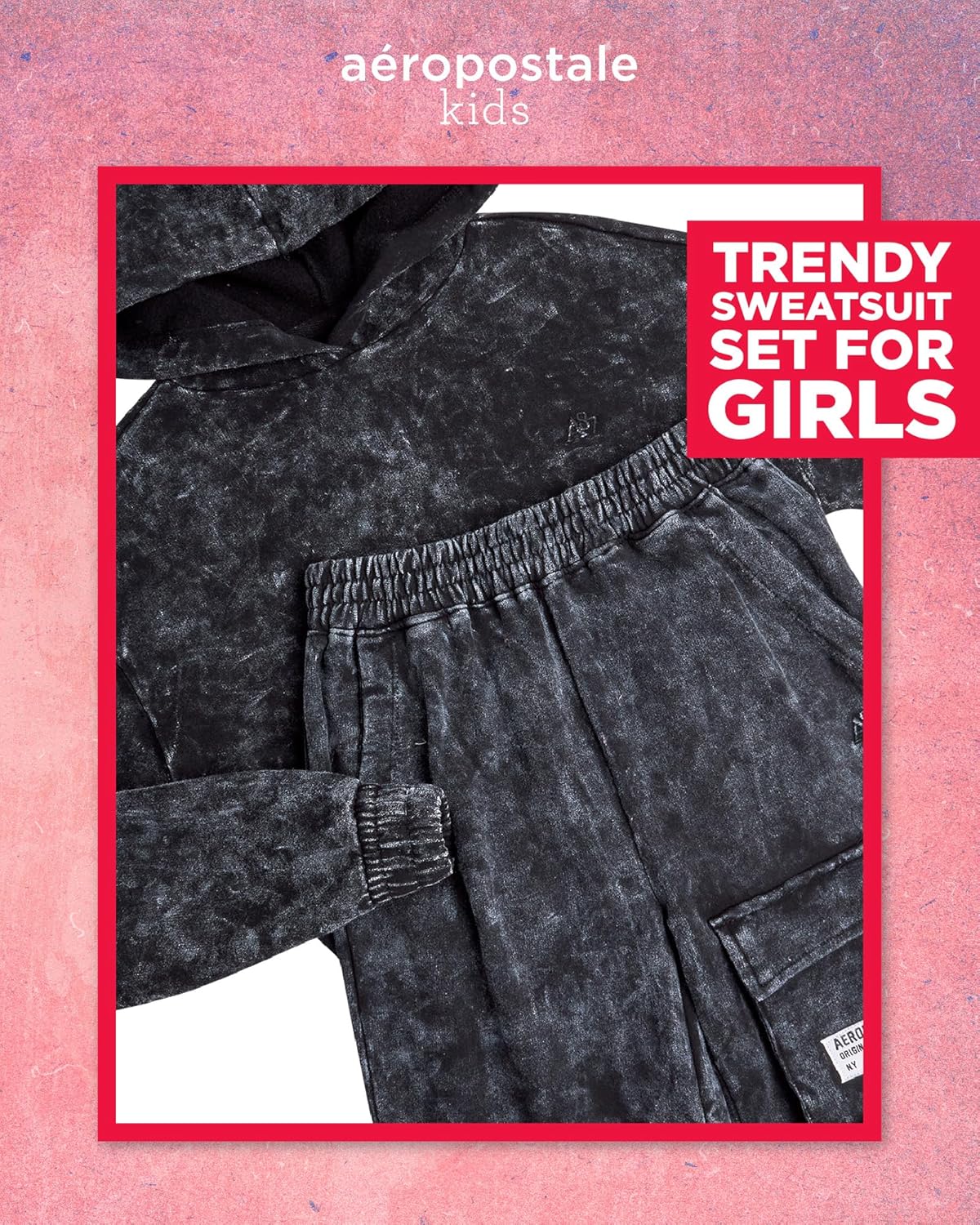 AEROPOSTALE Girls Sweat Suit Set - 2 Piece Soft Fleece Pullover Graphic Crewneck Sweatshirt and Jogger Pants for Girls (7-16) - Image 2