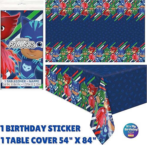 Miniatura 3 de PJ Masks Suministros de fiesta de cumpleaños y máscaras de pijama decoraciones de cumpleaños para 16 invitados  Juego de suministros de fiesta de