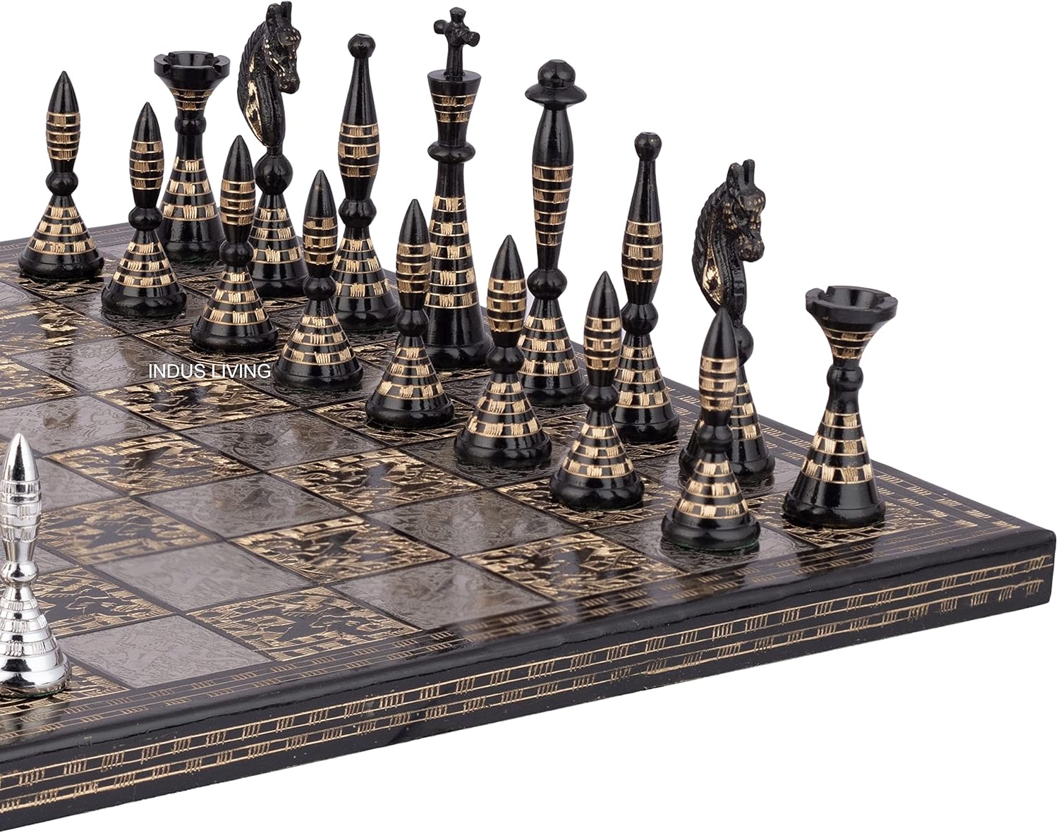 Luxury & Decorative Premium Chess Board Game Set | 12 x 12 Inches | Multicolor | Collectible & Handmade Chess Set for Professionals & Adult for Tournament/for Gifting by INDUS LIVING