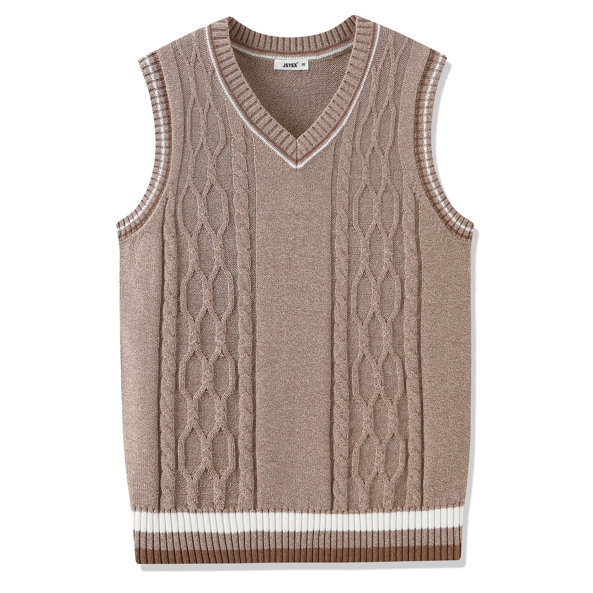 JSTEX Boys Sweater Vest 100% Cotton Kids Uniform Vest V-Neck Sleeveless Knit Pullover for Boy Girls Toddler Size 4-14