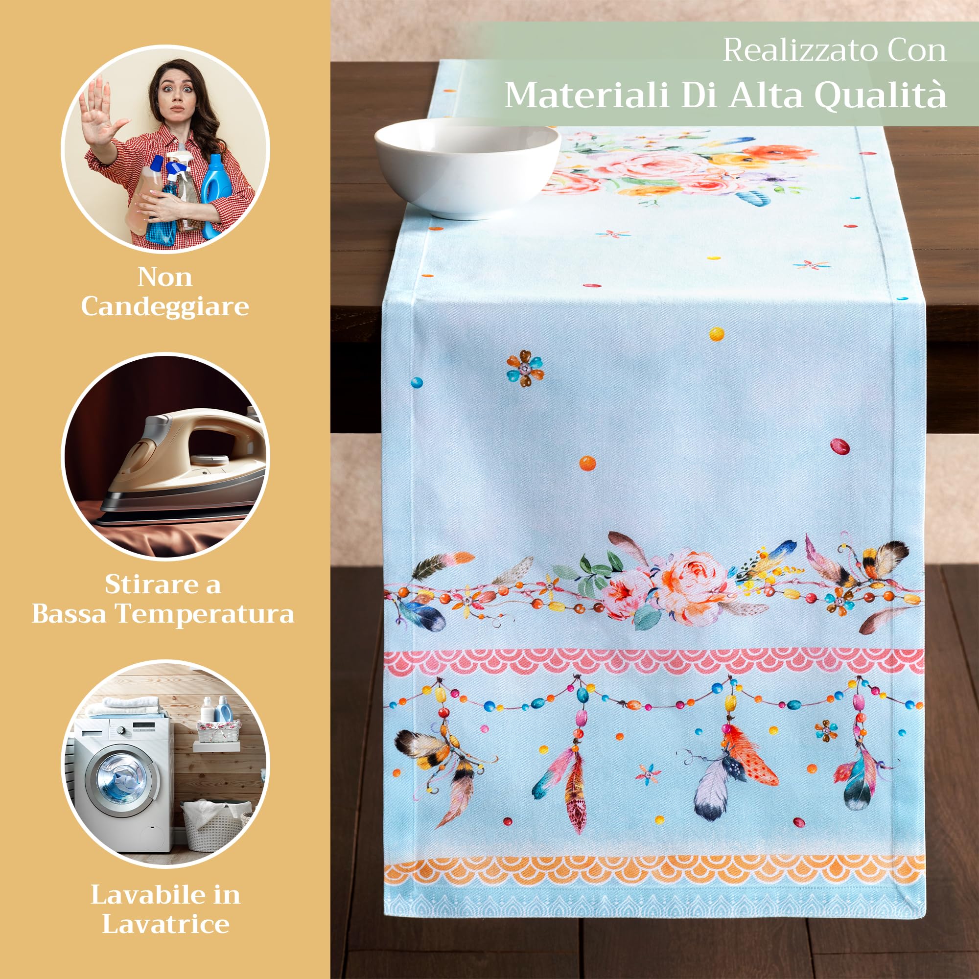 Maison D' Hermine, Runner Da Tavola In 100% Cotone, Per Casa, Cucina, Sala Da Pranzo, Feste, Cene In Famiglia, Matrimoni, Ringraziamento, Natale (37