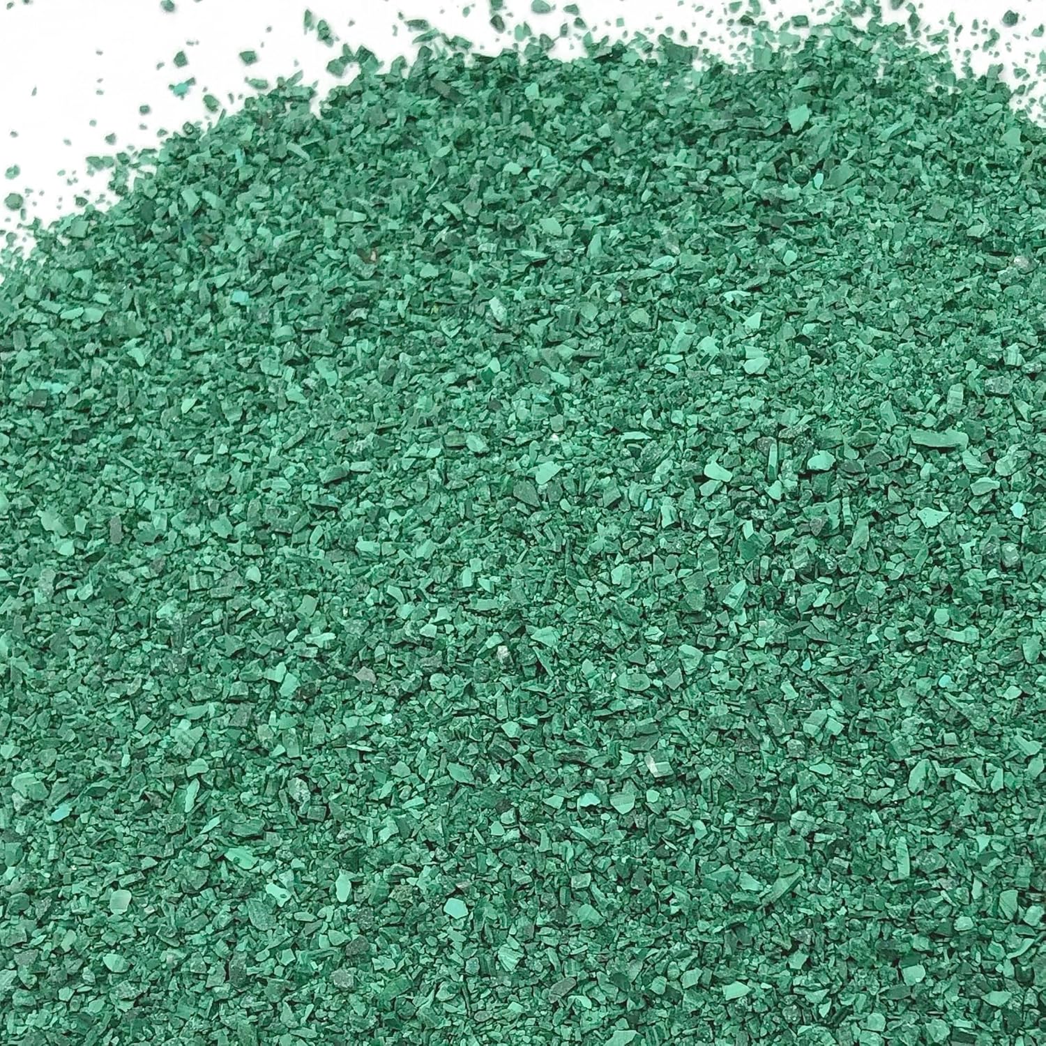 Maker’s Minerals Crushed Green Malachite Sand, 0.25mm-2mm, Sand-Sized for Woodworking and Ring Inlay, Resin Crafts, Memorial & Sand Jewelry (1, Ounces)