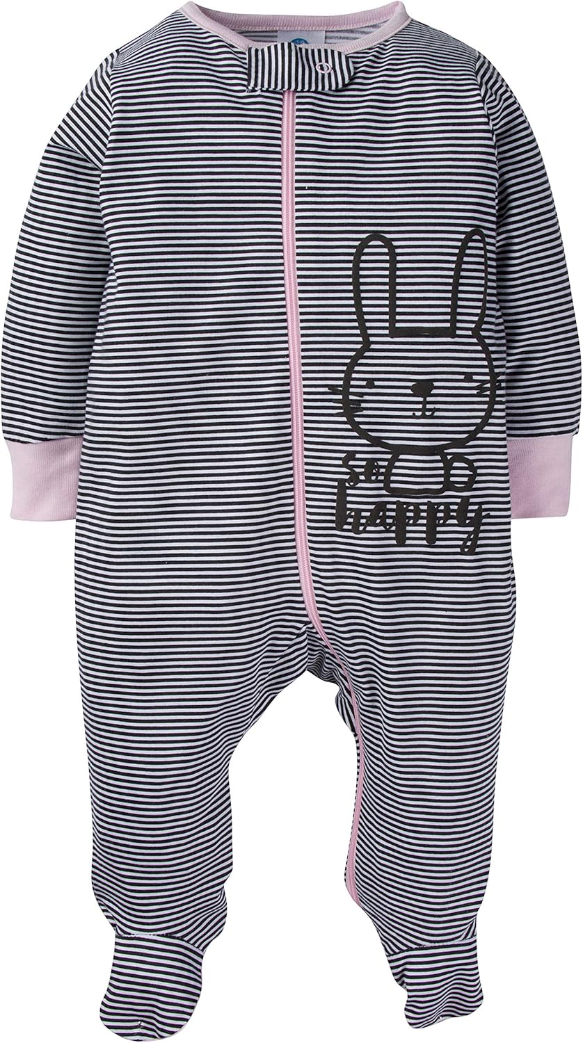 Gerber Baby Girls' 8-pack Short Sleeve Onesies and 4-Pack Sleep 'N Play Clothing Bundle, Bunny, Newborn