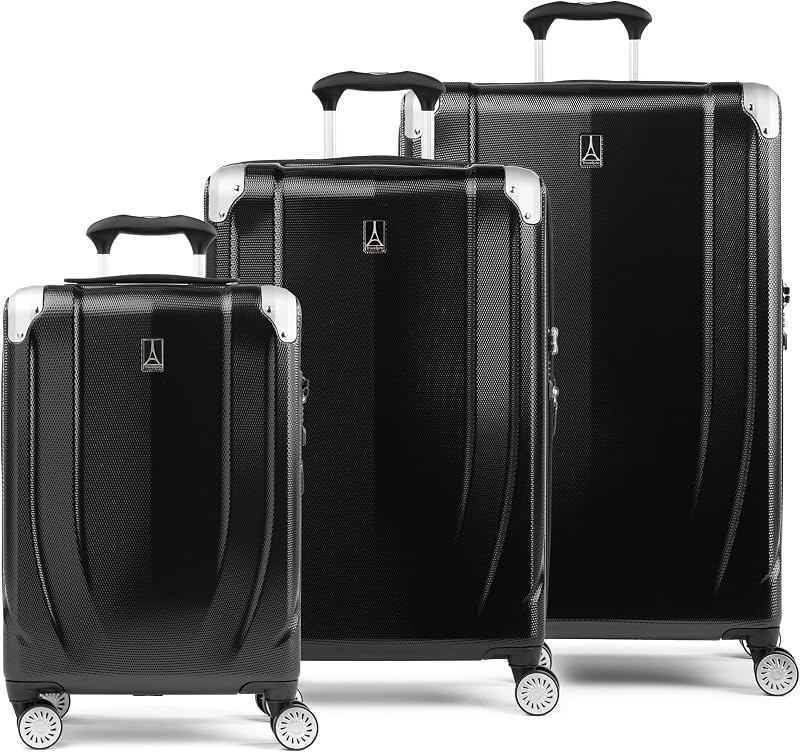 Juego de 3 valija giratorias de Travelpro Pathways, negras, de 3 piezas | Carcasa dura expandible con 8 ruedas giratorias y bloqueo aprobado por la TSA, liviana y duradera para todos los viajeros