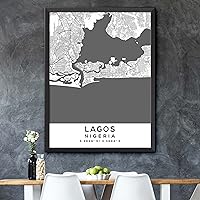 Vista 5 de Mapa de Lagos, Nigeria, Light 2 (16x20)