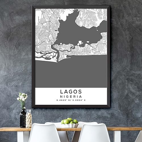 Miniatura 5 de Mapa de Lagos, Nigeria, Light 2 (16x20)