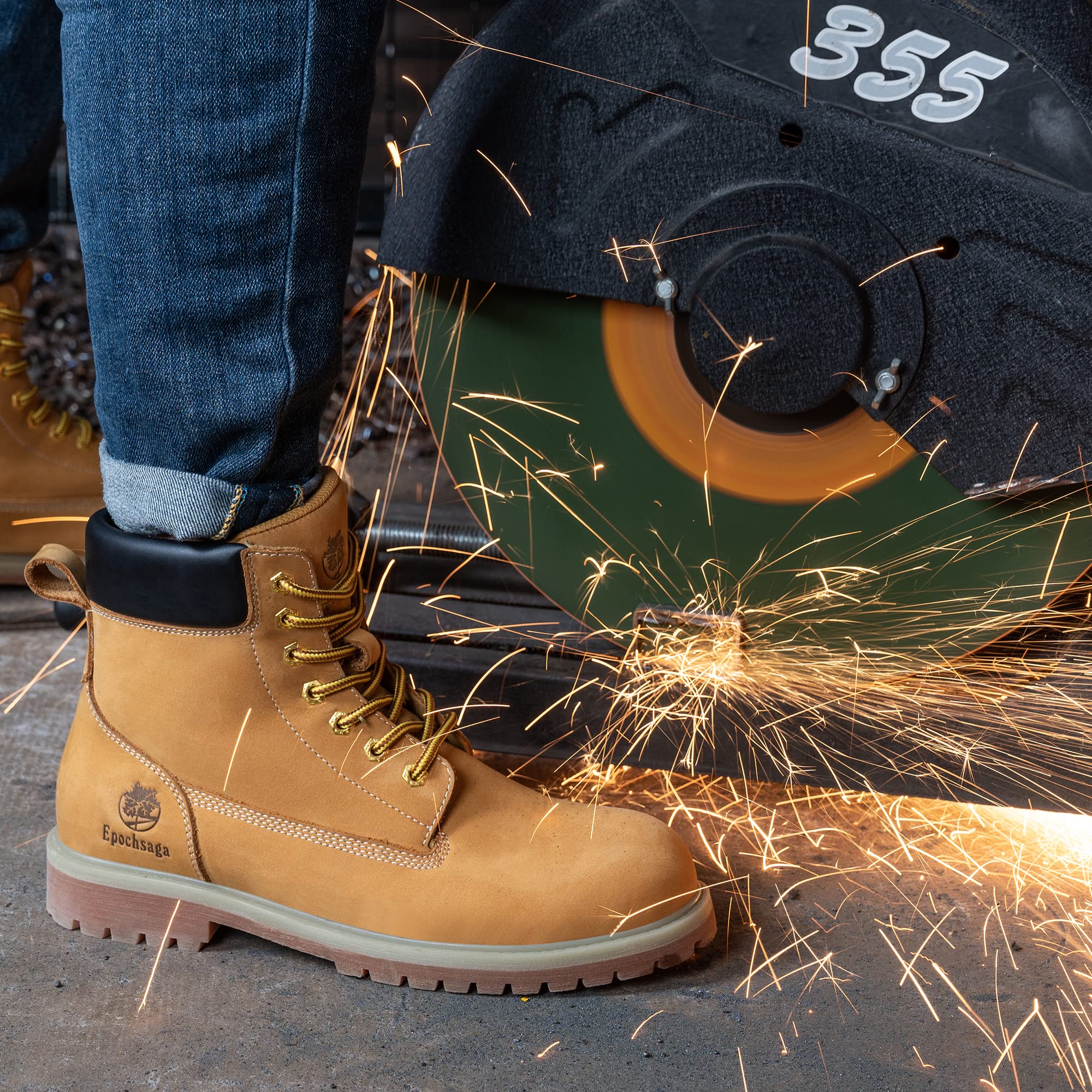 Soft Toe clásico actualizado botas de trabajo para hombres y mujeres,impermeable cuero de grano completo comodidad