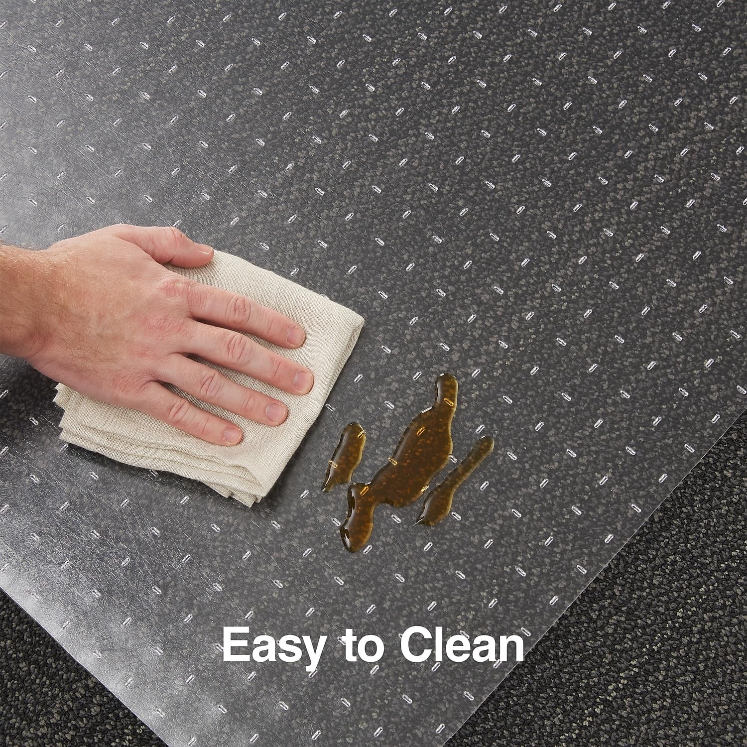 Staples Office Chair Mat, Clear Floor Mats with Lip, Flat-Pile Carpets, Extended Under-Desk Coverage, 48 x 36 Inch, Smooth Glide