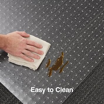 Staples Office Chair Mat, Clear Floor Mats with Lip, Flat-Pile Carpets, Extended Under-Desk Coverage, 35.5 x 47.5 Inch, Smooth Glide