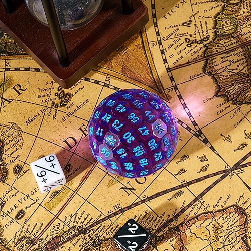 Miniatura 3 de Dados D100 mejorados, dados poliédricos individuales de 100 caras D100 D100 de 1.776 pulgadas, dados de juego D&D D100, cubo de 100 lados con lata