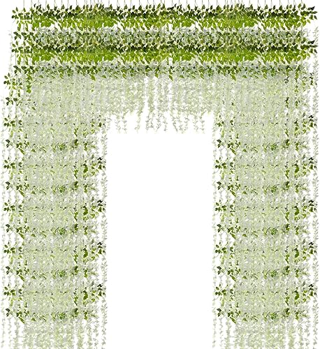 Miniatura 3 de 12 flores de glicina de seda, flores de glicina artificiales, utilizadas para bodas, fiestas, escenarios, jardines, decoración de interiores y