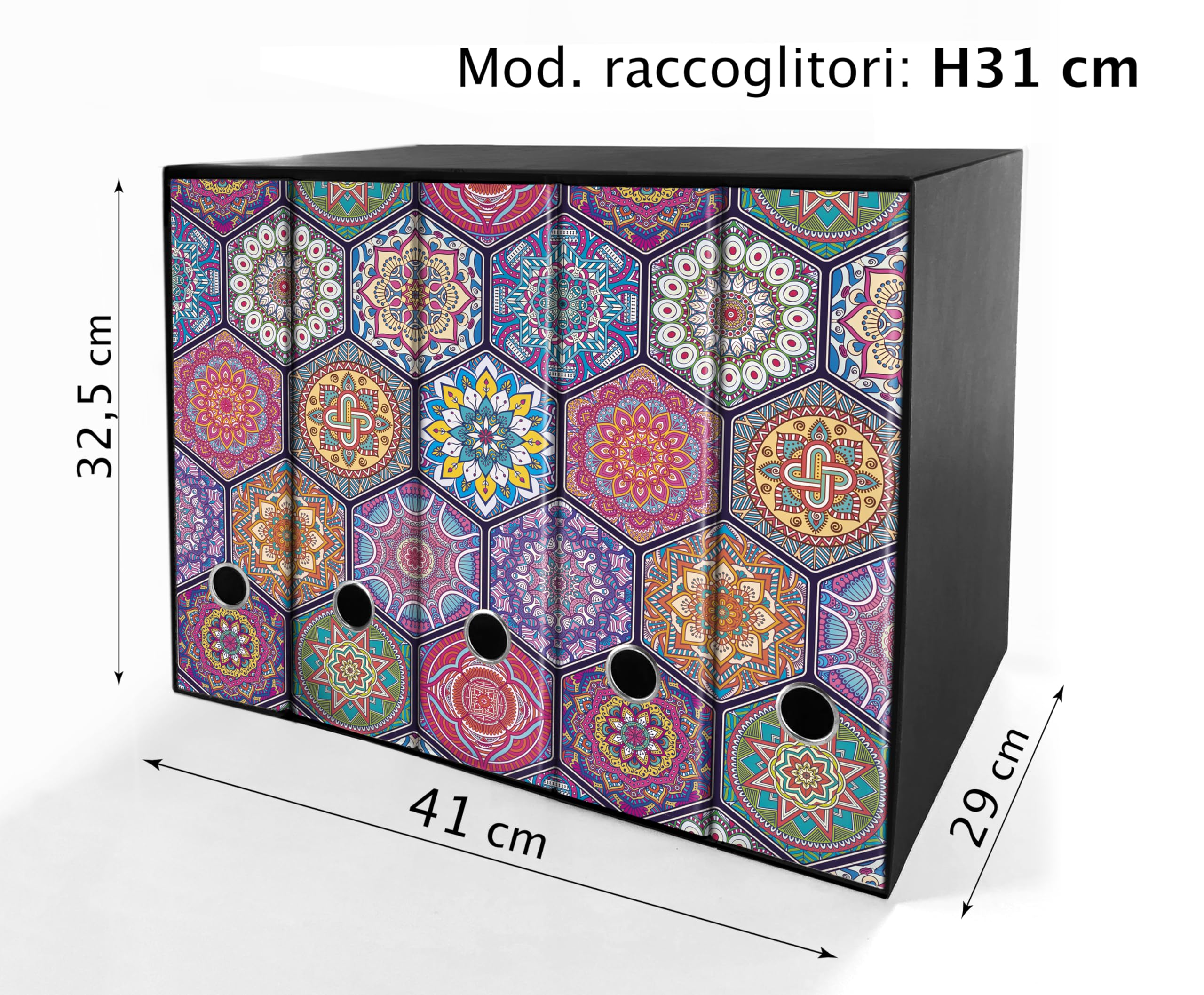 Set da 5 raccoglitori ad anelli MANDALA ORIENTALE - Faldoni SHAREPRINTING (H31 con 4 anelli)