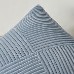 Topfinel Dusty Couvertures d'oreillers bleu décoratif neutre 18x18 Pouce pour canapé-lit, Soft Corduroy à rayures moulin à vent Coussin carré texturé Couvertures Ensemble de 2 Décor maison de printemps Boho