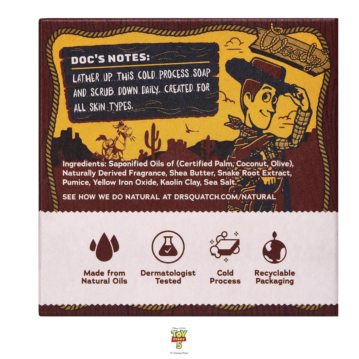 Dr. Squatch Natural Men's Bar Soap and Deodorant – Limited Edition Disney and Pixar’s Toy Story 5 Gifts for Men – Cold Process Soap Bar & Aluminum-Free Deodorant – Howdy Hero & Cosmic Captain (3-Pack)