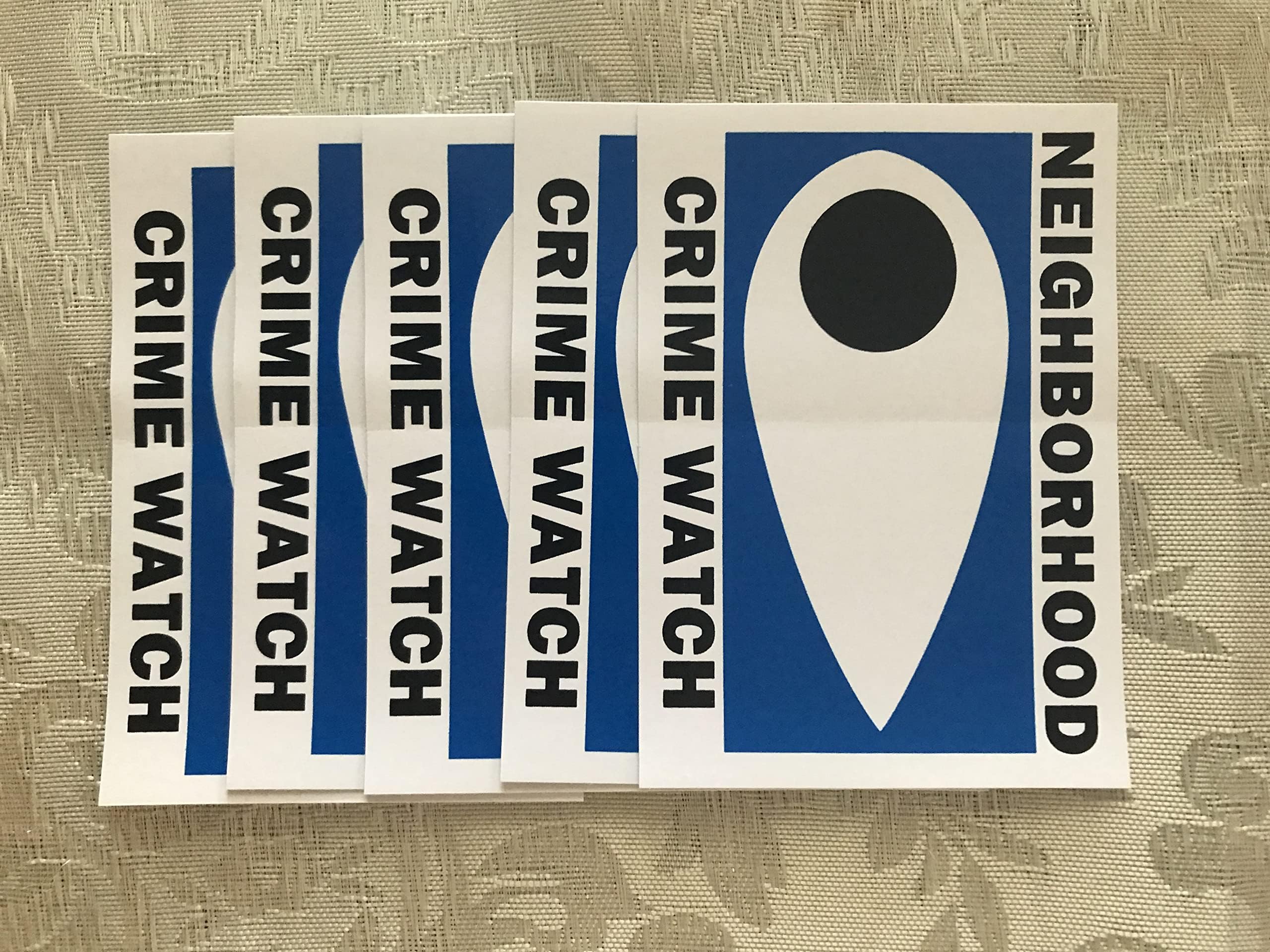 Neighborhood Crime Watch stickers 5 pack, also for Crime Stoppers or Citizen Patrol Premium Outdoor Quality Family Home Security Crime Prevention,may help with your legal defense ground against riots.