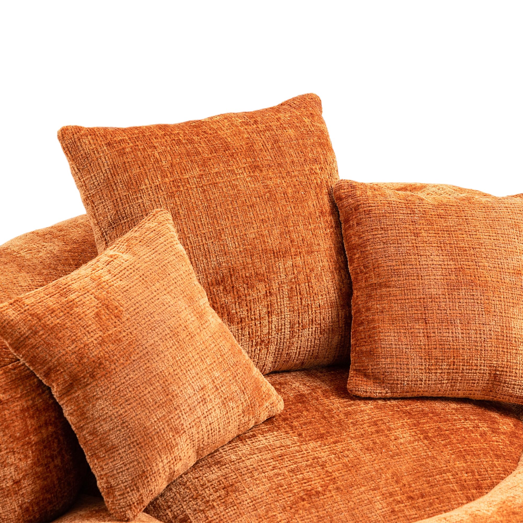 Sofá Lazy Sofa SUKY Cómodo Sillón de Respaldo Alto con TRES Cojines, para Interiores y Exteriores, Sofá Individual para Gaming, Dormitorio, Oficina, 108 x 108 x 52 cm (Chenille Naranja)