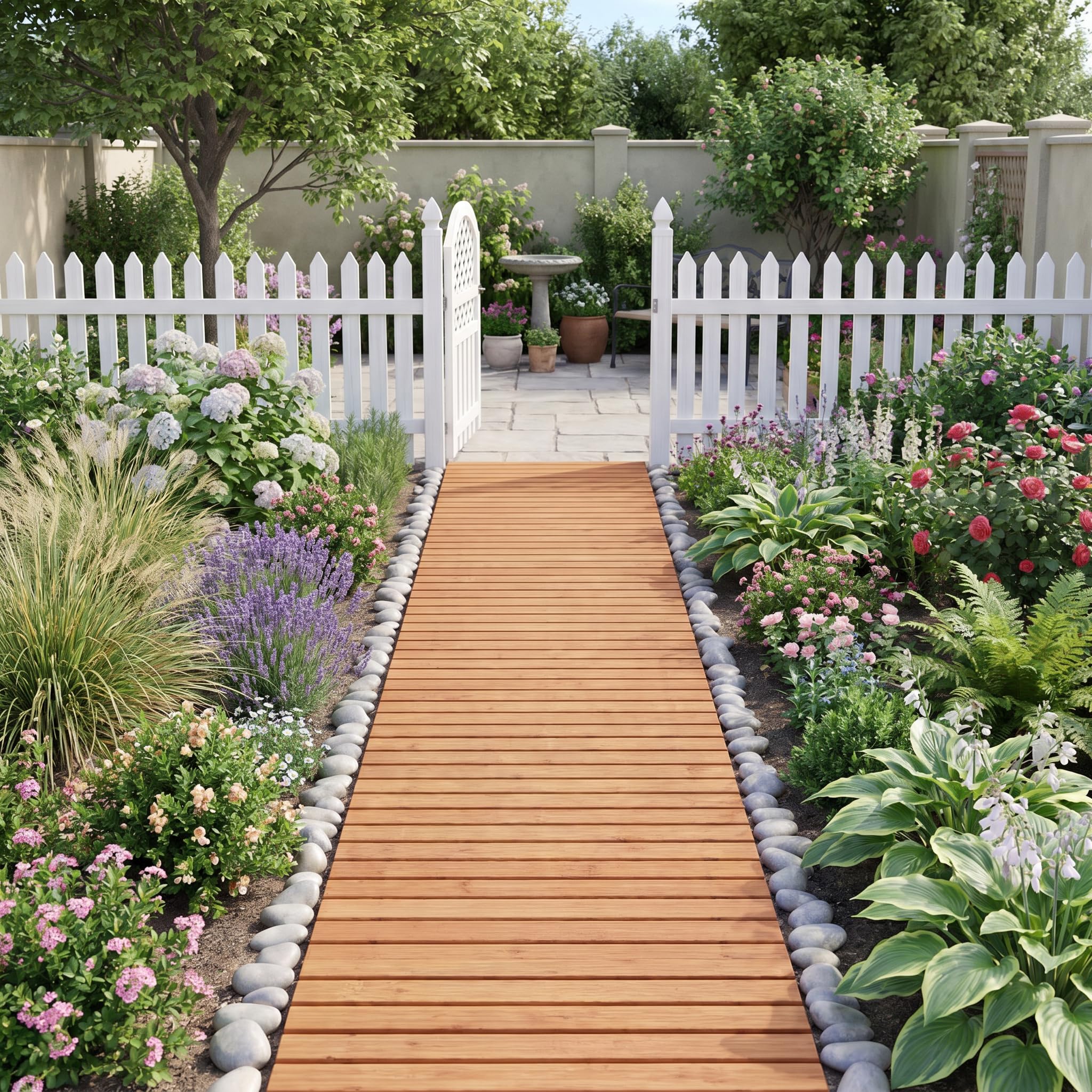 HOMASIS Passerella per Giardino Arrotolabile, Sentiero da Prato in Legno di Abete a Doghe Resistente, Percorso con Superficie Antiscivolo da Esterno per Cortile e Spiaggia (242 x 55 x 1,5 cm,Naturale)
