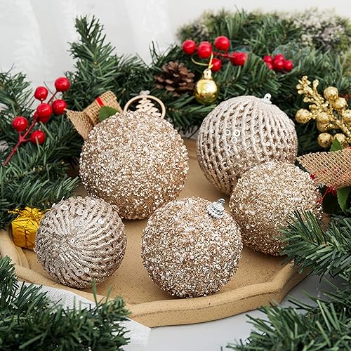 Miniatura 4 de Adornos de bola de Navidad de 3.15 pulgadas, 12 piezas de bolas de espuma con lentejuelas con purpurina, irrompibles, decoraciones de Navidad, bolas