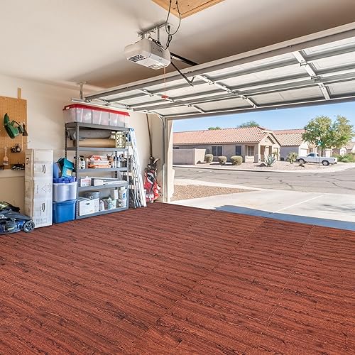 Miniatura 5 de Sorbus Losetas de suelo de madera veteada, esteras de espuma EVA entrelazadas, losetas de 38" de grosor para suelos de madera, esteras de ejercicio