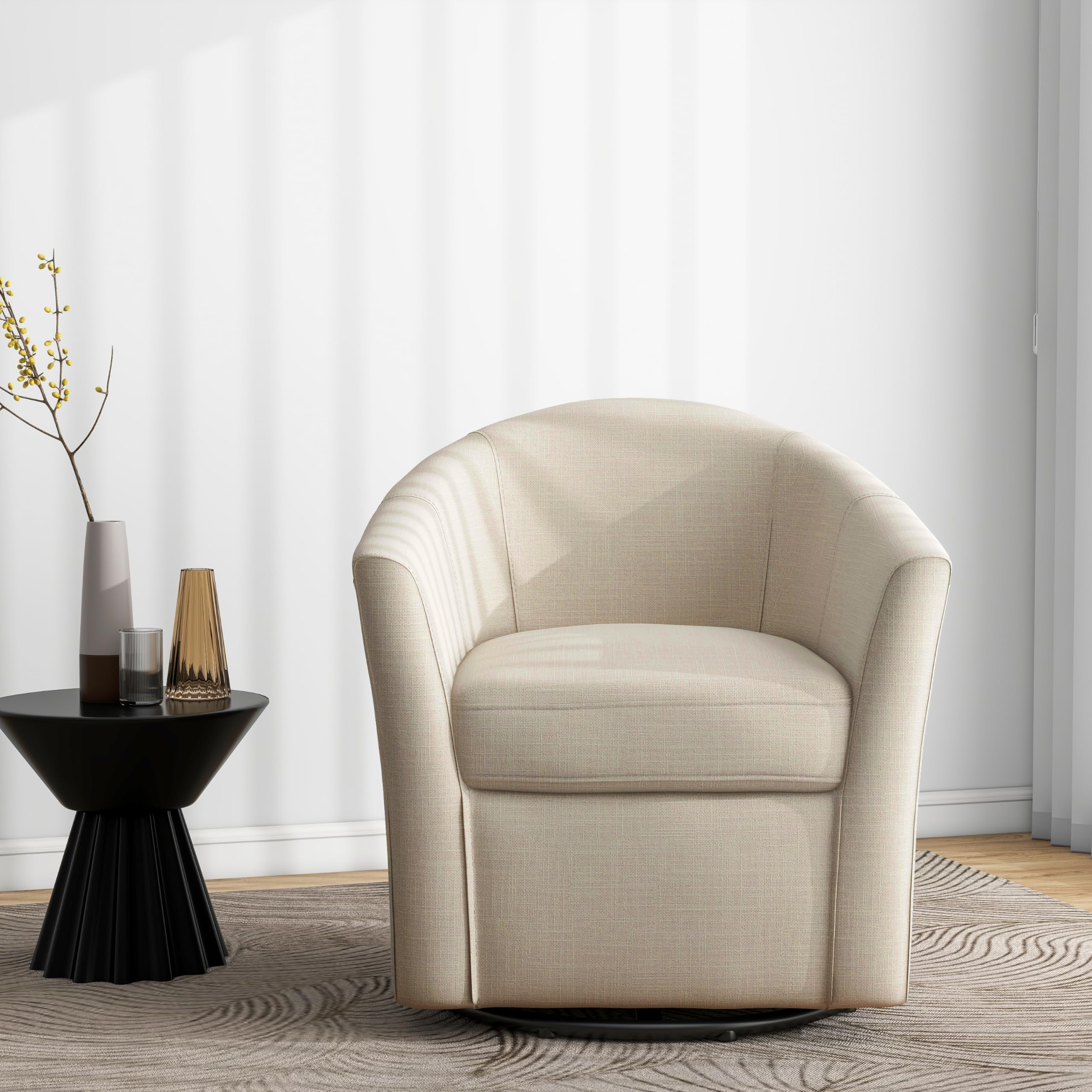 Swivel Accent Chair Armchair, Modern Round Single Sofa Seating Comfy Reading Barrel Chairs for Living Room Bedroom (Brown, Set of 1)