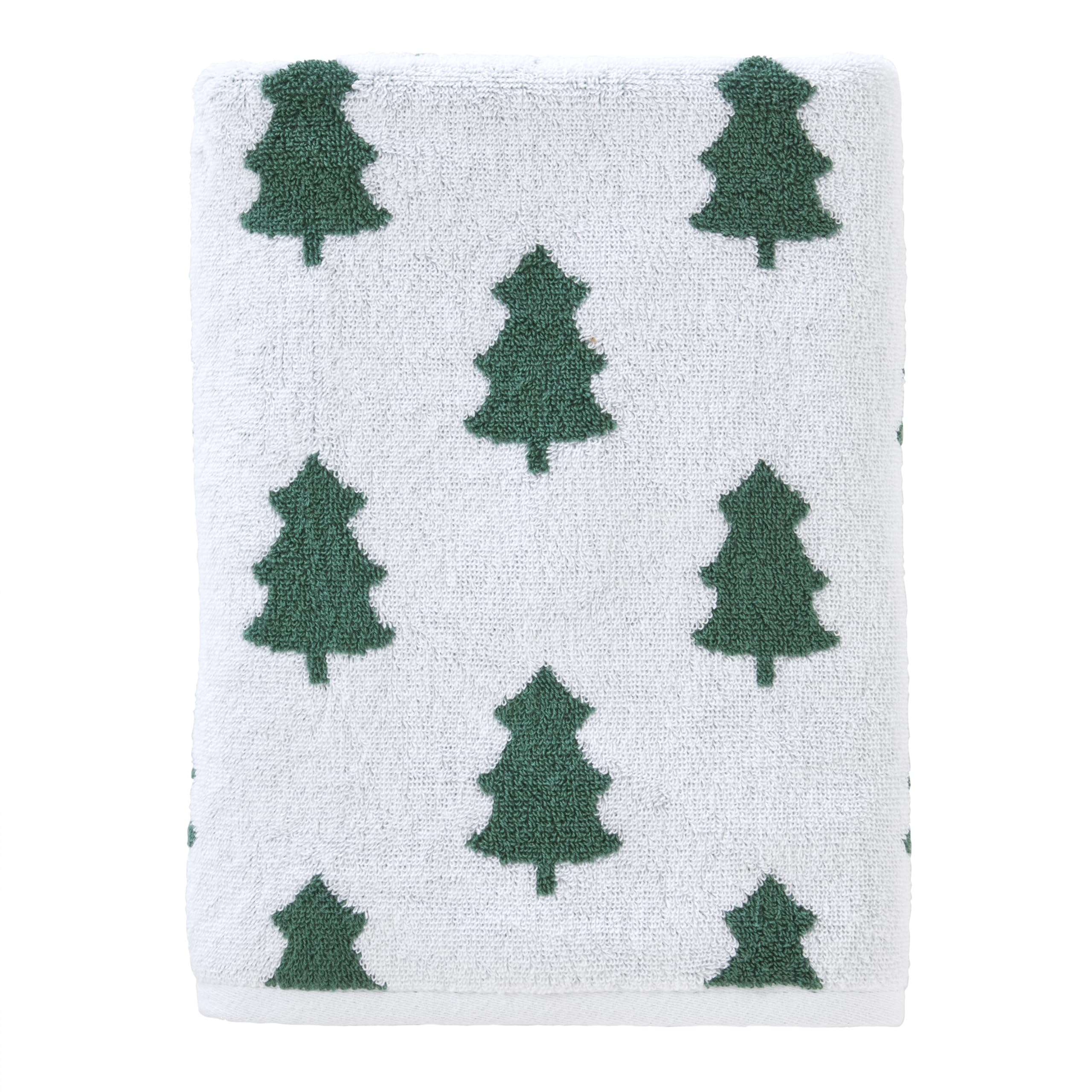 SKL Home Christmas Winter Holiday Trees 100 Cotton Premium Bath Towel 500 GSM Soft Absorbent Reversible Jacquard Decorative