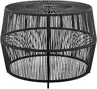 Vista 11 de Furniture of America Ysar - Mesa de centro redonda de ratán bohemio para exteriores con marco de metal, resistente a todo tipo de clima y al óxido