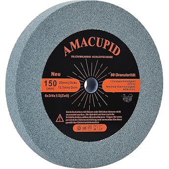 Bench Grinding Wheel for Grinding and Sharpening Carbide Tools. Green Silicon Carbide Abrasive. 150mm Diameter 12.7mm Pickup Bore