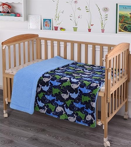 Miniatura 2 de Sapphire Home Manta súper suave y acogedora, 40 x 50 pulgadas, manta de felpa azul con respaldo de sherpa para niños y bebés pequeños, dinosaurio