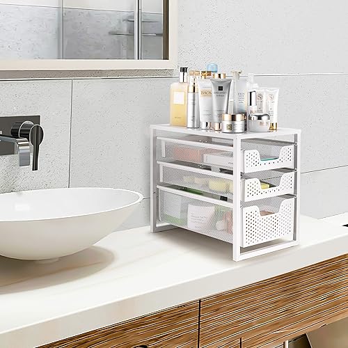 Miniatura 2 de Simple Trending - Organizador de gabinete de 3 niveles para debajo del fregadero, con cajón de almacenamiento deslizante, organizador de mesa, para