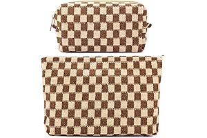 2Pcs Checkered Makeup Bag Set for Purse or Travel