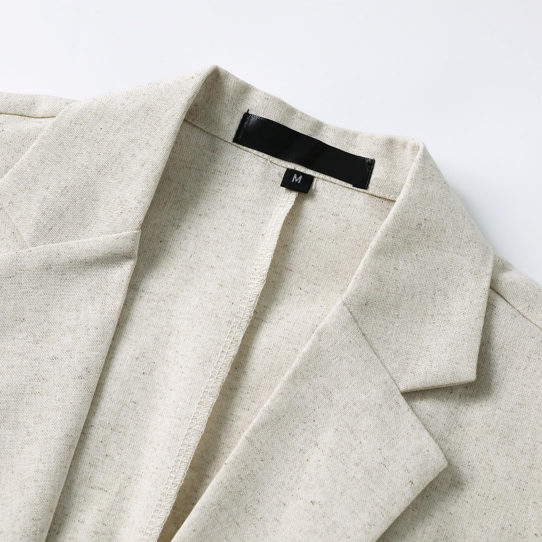YFFUSHI Abito Classico Uomo Due Pezzi Lino Misto Un Bottone Estivo Casual, Beige, M