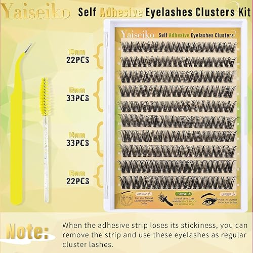 Miniatura 5 de Pestañas autoadhesivas en racimo de extensiones de pestañas naturales con pinzas, no necesita pegamento, pestañas individuales de 0.394-0.630 in,