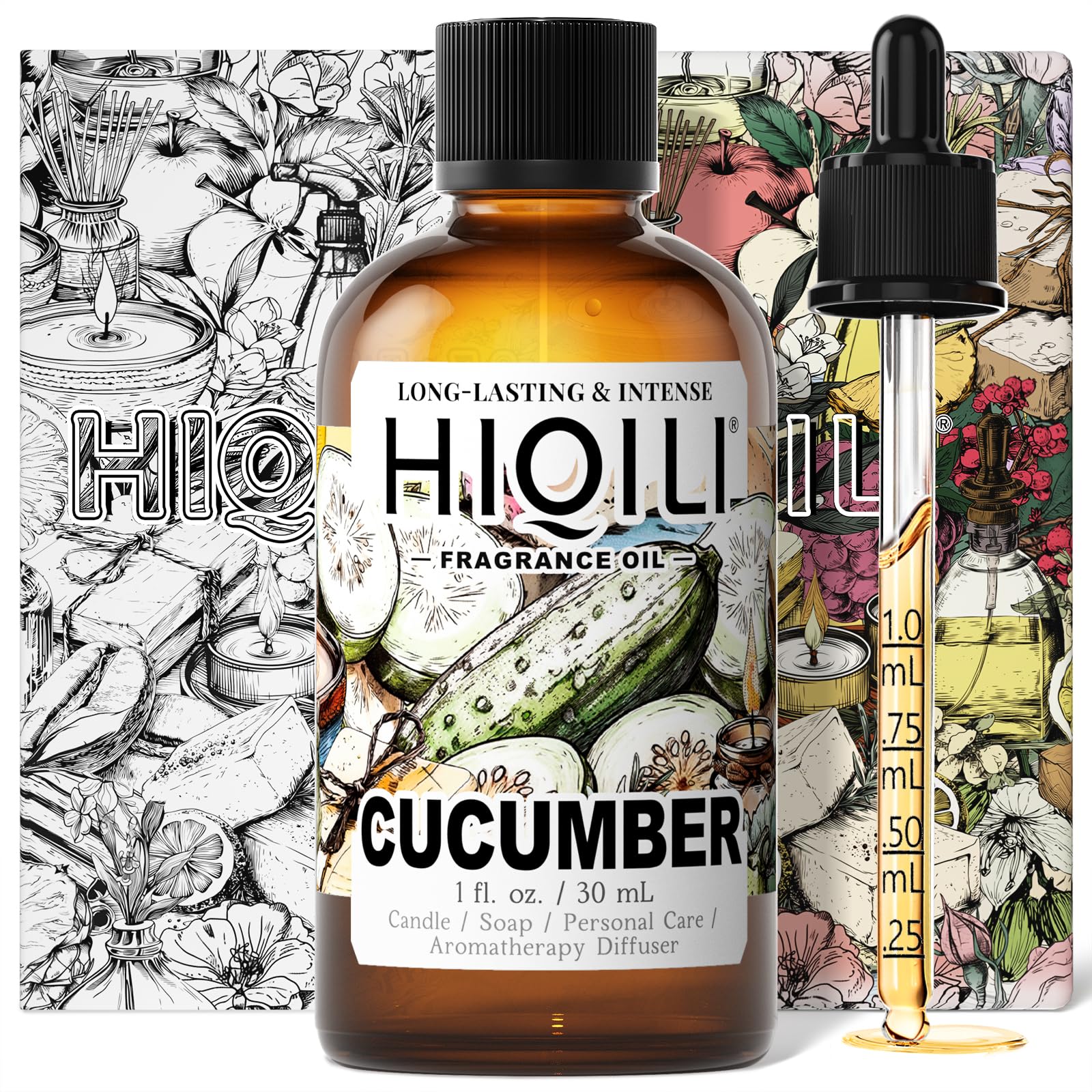 HIQILI Cucumber Fragrance Oil for Diffuser Use, Fresh Scents for DIY Soap, Body Spray, Candle Supplies for Candle Making - 1 Fl Oz