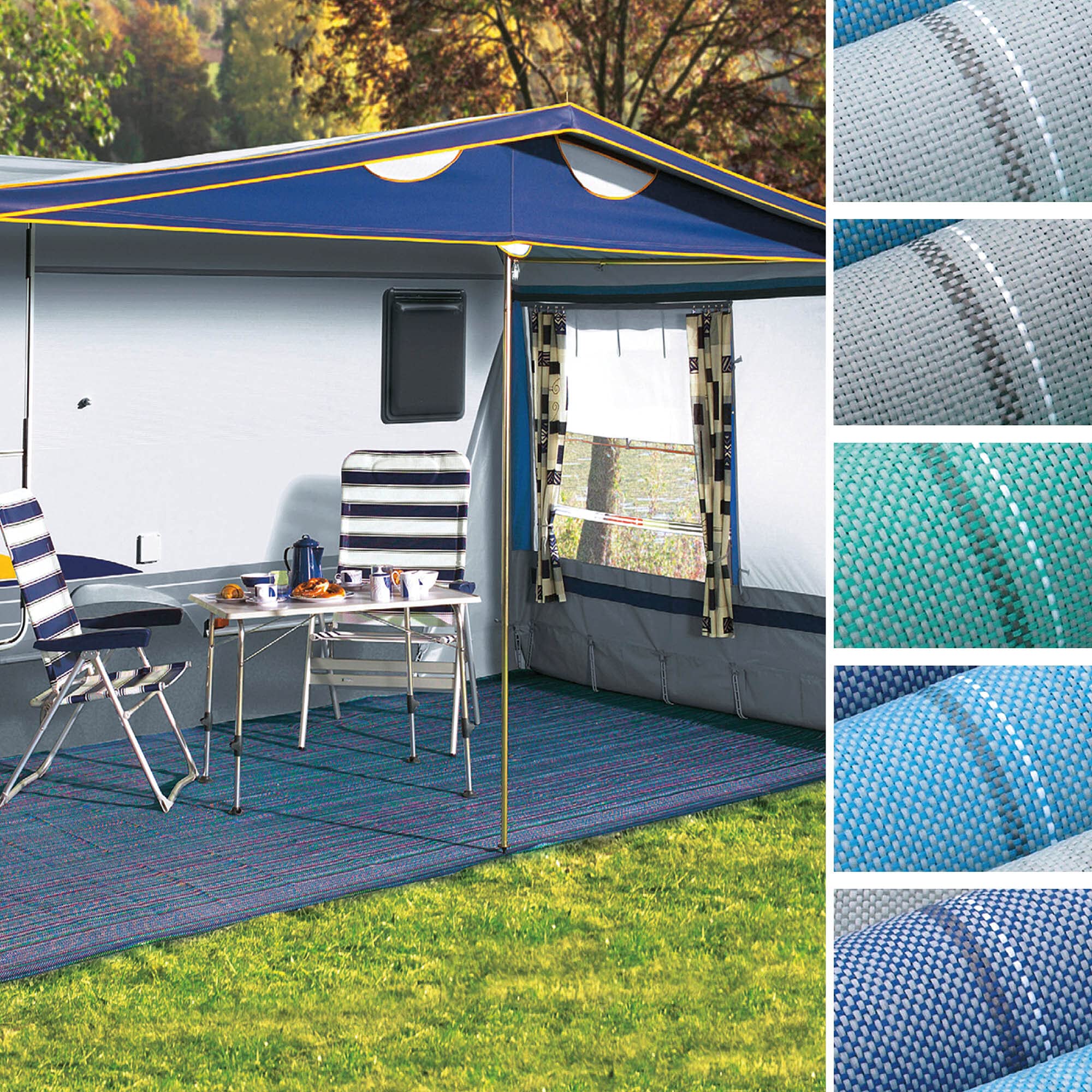 Tapis de véranda de nombreuses tailles – Tapis de tente, dessous de tente de camping – (300 x 500 cm / marron) – pour extérieur, antidérapant comme protection pour gazon et pelouse