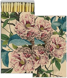 Decorative French Peony Match Box with Wooden Matches