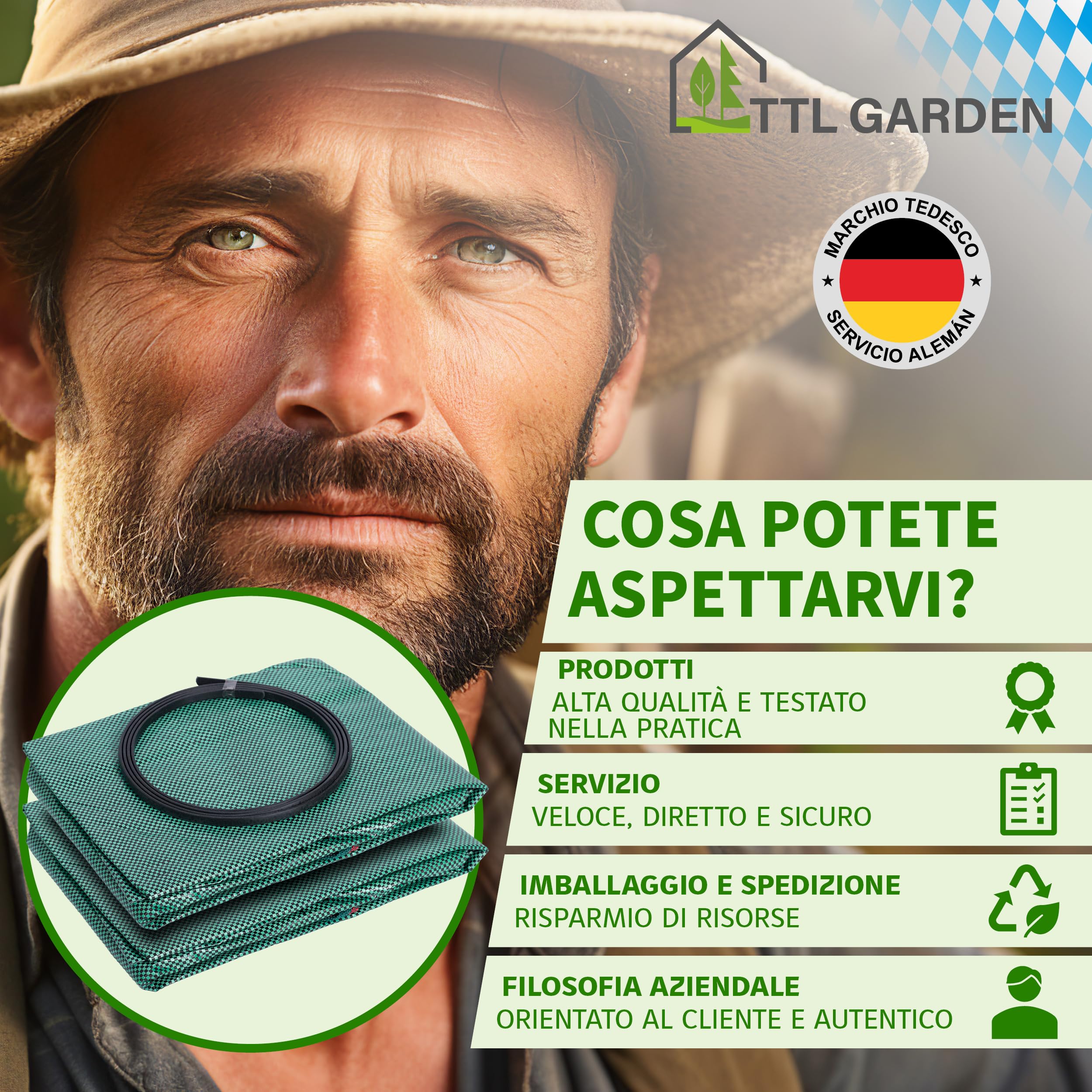 TTL Garden 2 sacchi da giardino Super Solid, 272 l, colore verde, doppio fondo, 2 x 200 g/m², extra stabili e antistrappo, 4 manici, grandi e robusti, set da 2 sacchi per foglie, siepe, rifiuti da