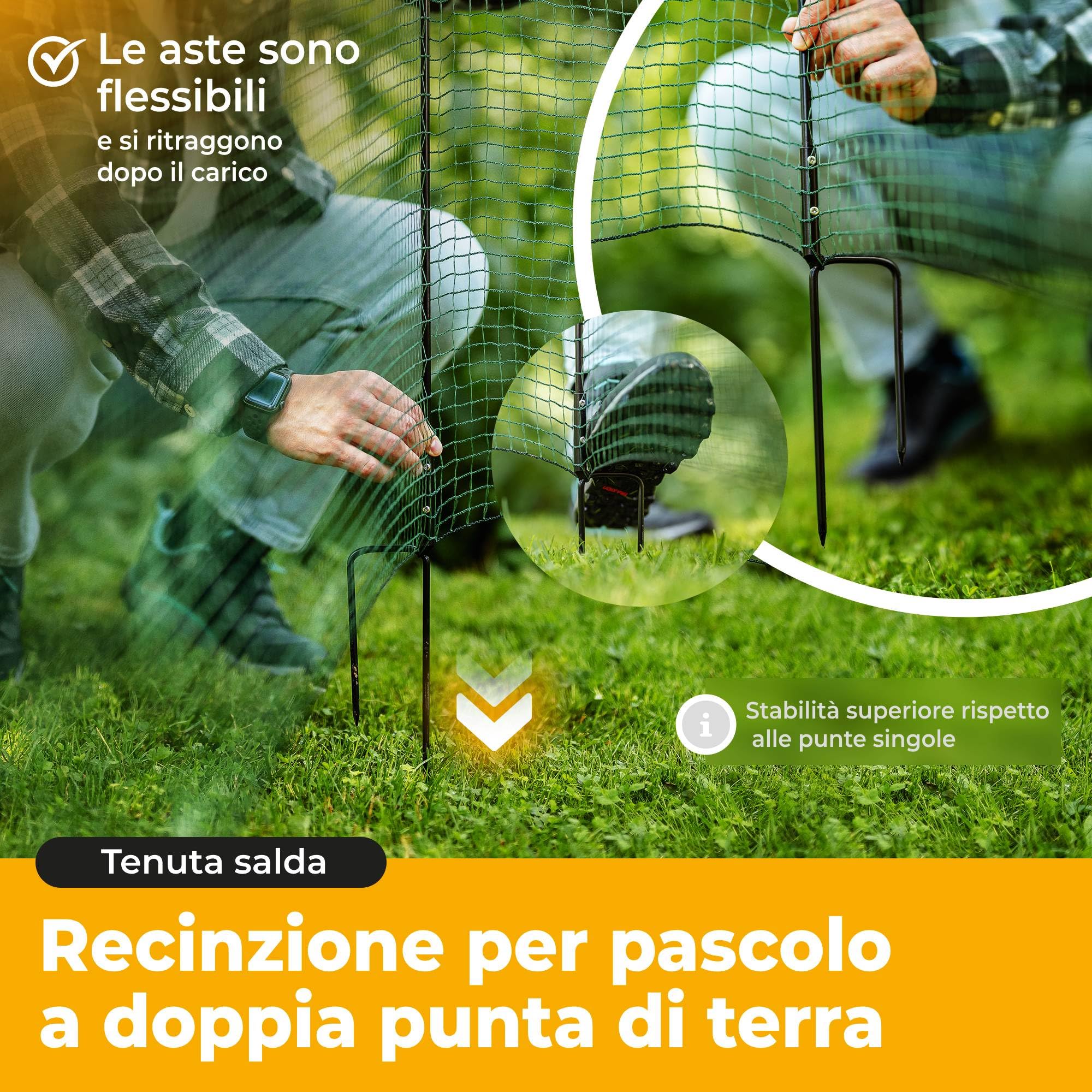 NATURIZ® Pollaio 15m / 20m / 25m x 90cm- recinto per cani e recinto cani campeggio, estremamente stabile, Verde (20 m)