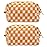 PAZIMIIK Checkered Makeup Bag for Purse Portable Zipper Make Up Pouch Small Cosmetic Case for Travel Accessories (2PCS Orange)
