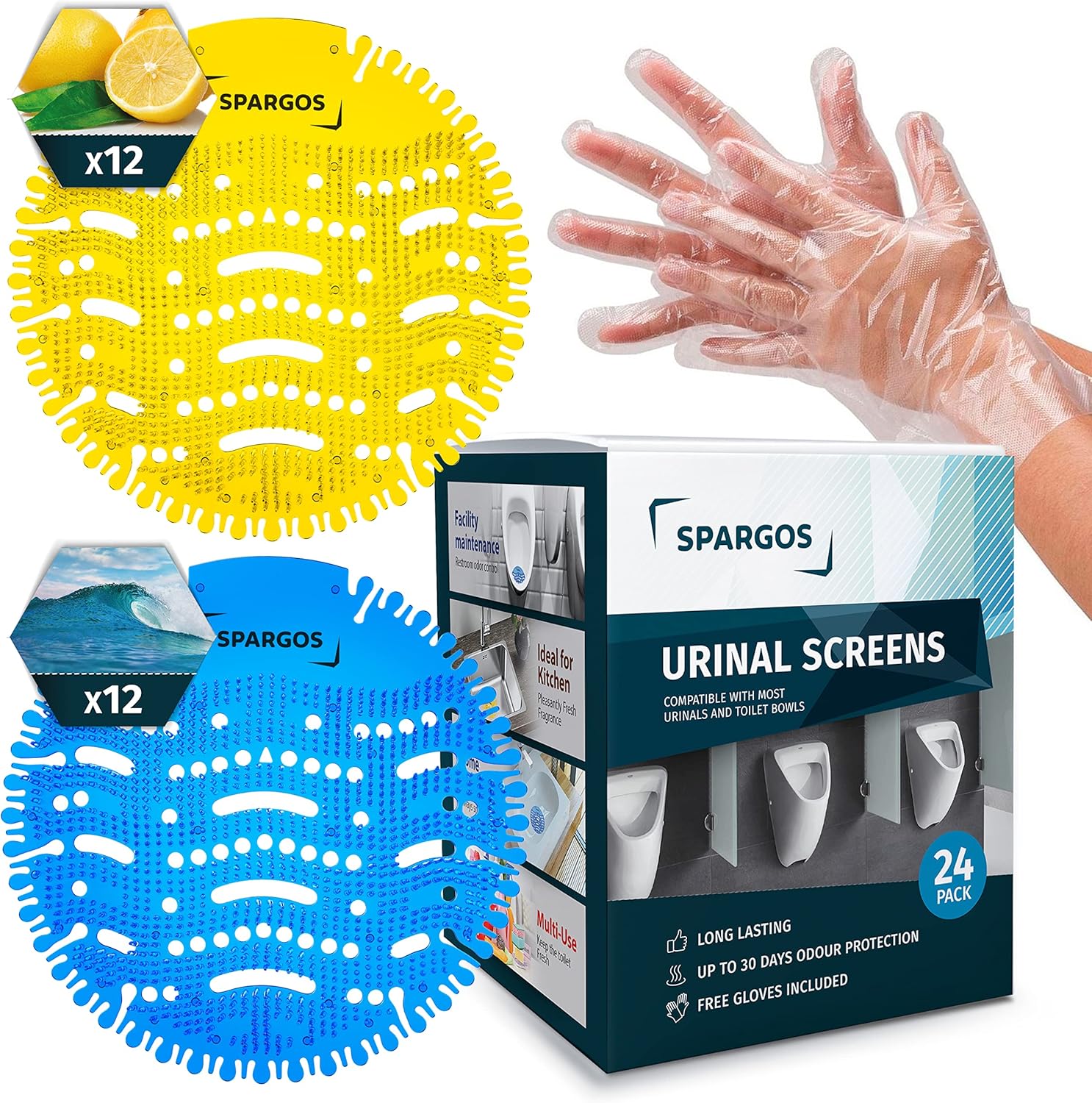 Urinal Screen Deodorizer Mats (24 Pack) AntiSplash Toilet Smell