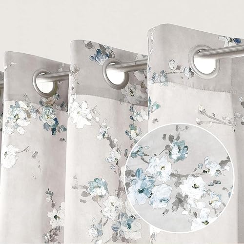 Miniatura 8 de DriftAway Cortinas florales para sala de estar, 84 pulgadas de largo, oscurecimiento de la habitación, con ojales, tratamiento térmico de ventana
