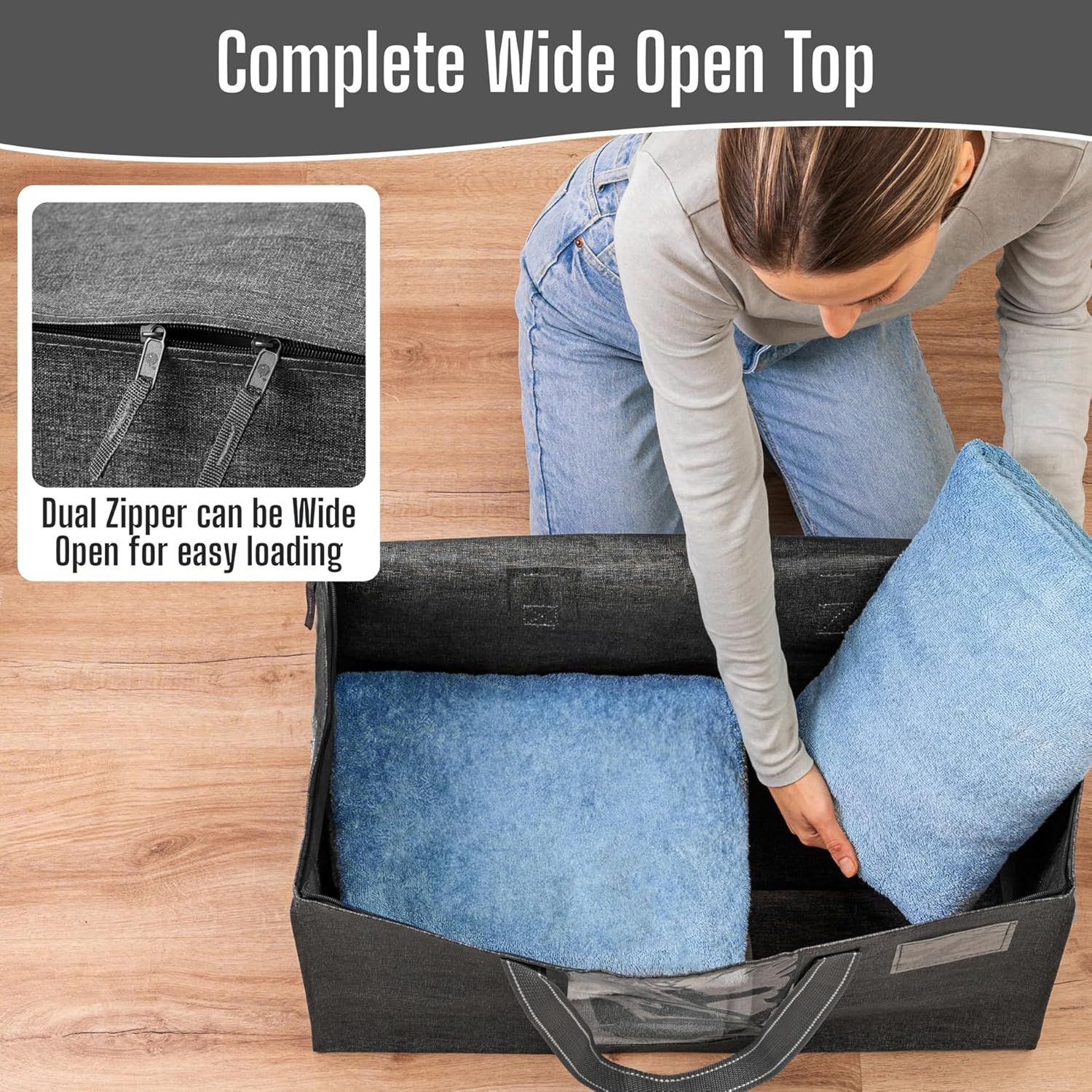 VENO 6 Pack Heavy Duty Moving Bags, Clothes and Comforter Storage Bags with Clear Window, College Dorm Essentials Packing Supplies, Foldable Boxes Alternative (Gray, 6 Pack)