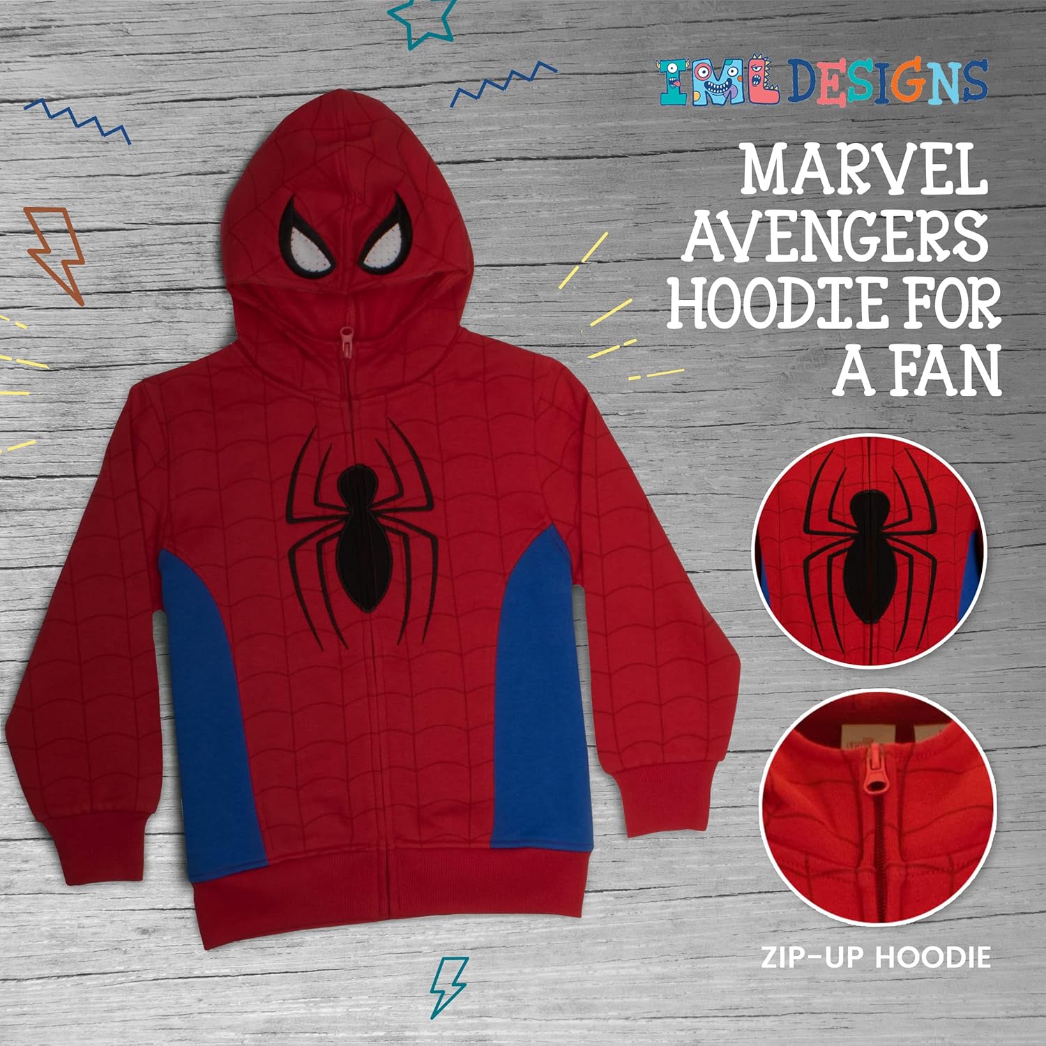 Marvel Superheroes Boys Zip-Up Fashion Hoodie for Kids, Boys Spider-Man & Avengers Cosplay Hooded Sweatshirt for Kids - Image 6