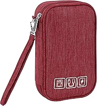 Tunejoy Sac de Rangement Câbles Petit Electroniques Portable Pochette Rangement Imperméable Organisateur pour Banque d'alimentation Fil d'écouteur USB 18,5x11,5x2,5 cm Rouge