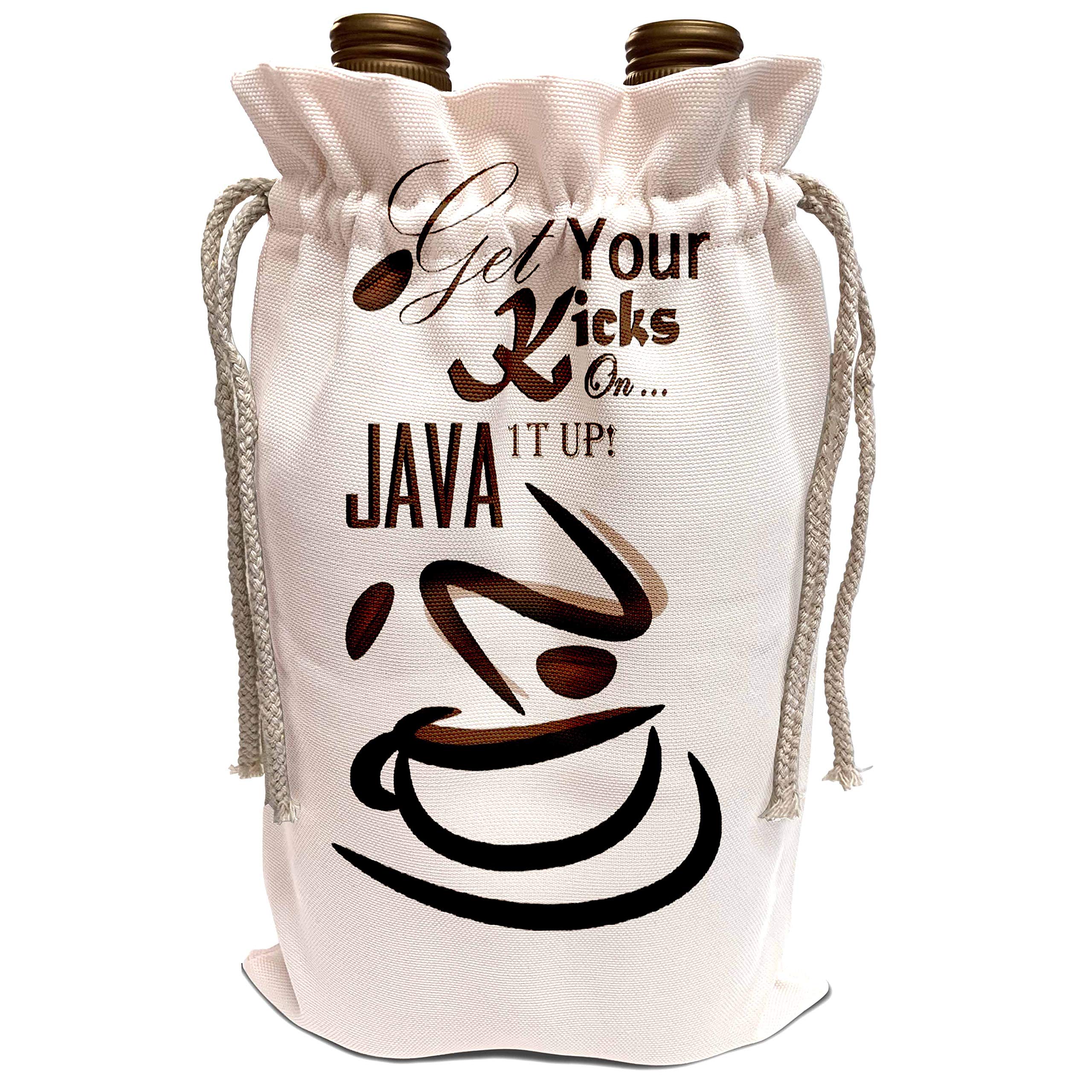 3dRose SmudgeArt Designs 2016 - Typography - Java Kicks - Typography - Wine Bag (wbg_242957_1)