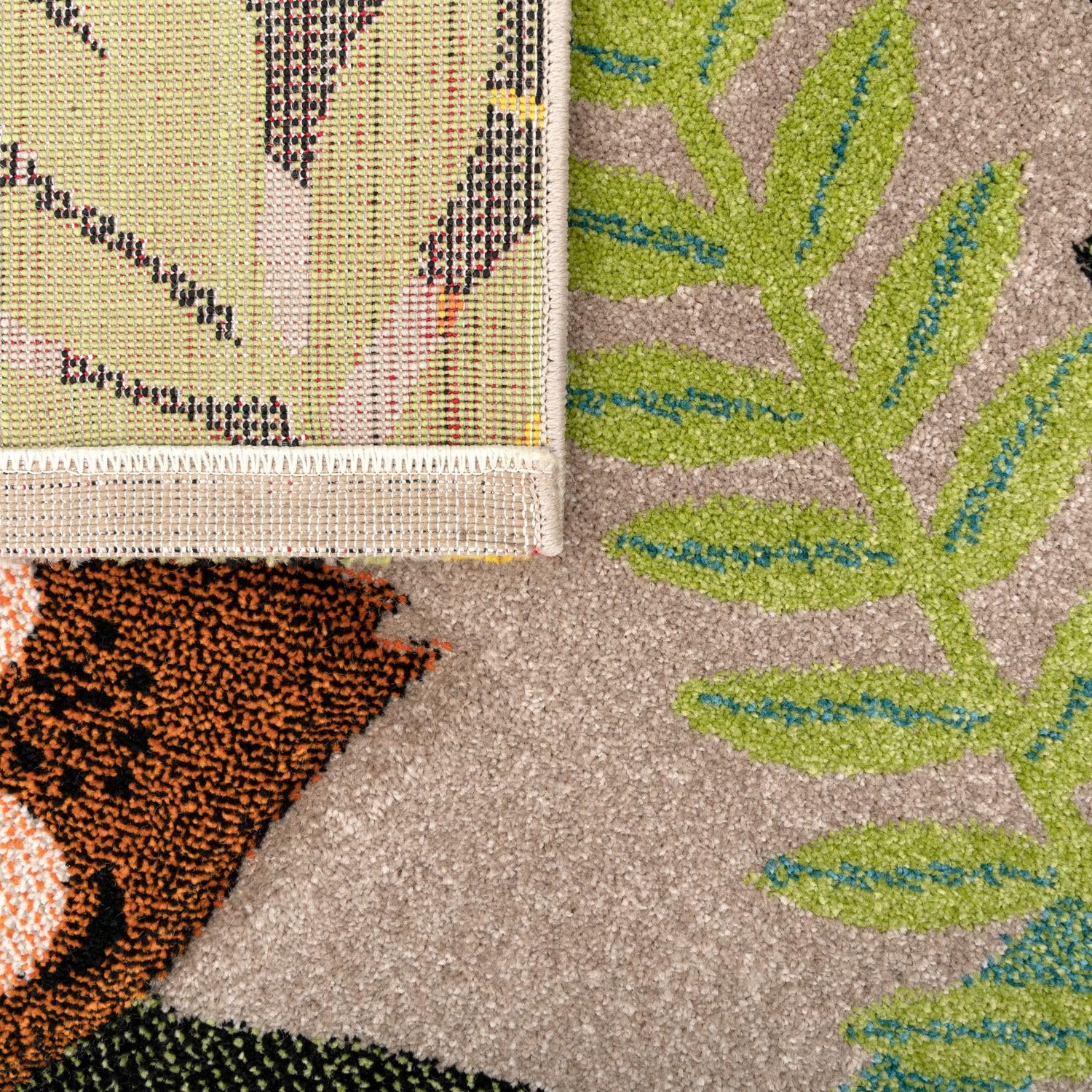 TT Home Alfombra para Niños Moderna Motivo Animal Jungla, Color:Verde Beige Marron, Tamaño:160x230 cm