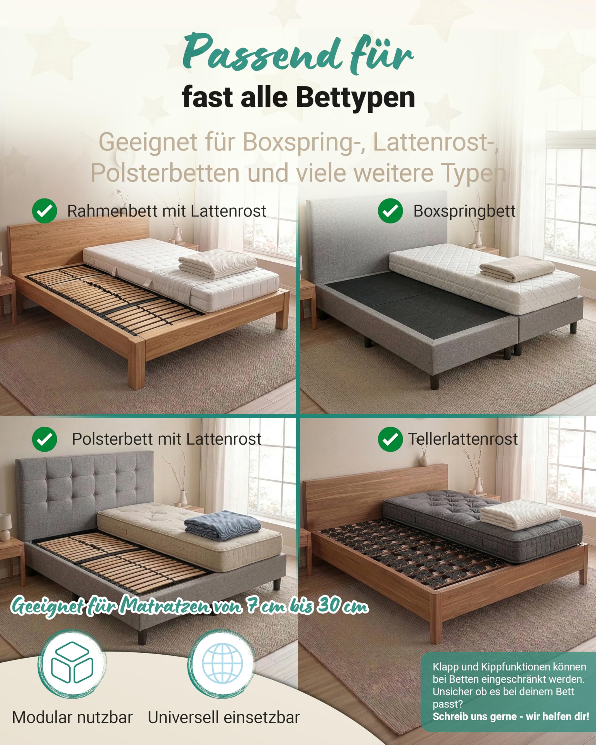 RAWVEL® Bettgitter Rausfallschutz Boxspringbett 200x200 cm 3 Seiten Komplett Set Stange