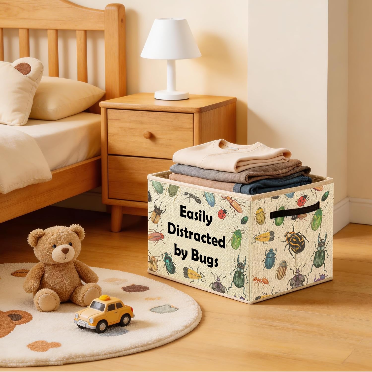 Bug Lovers Gifts for Kids Storage Bin Box, Insect Entomology Gifts, Easily Distracted by Bugs Foldable Laundry Basket Toys Books Clothes Organizer for Kids Room Nursery Playroom Decor