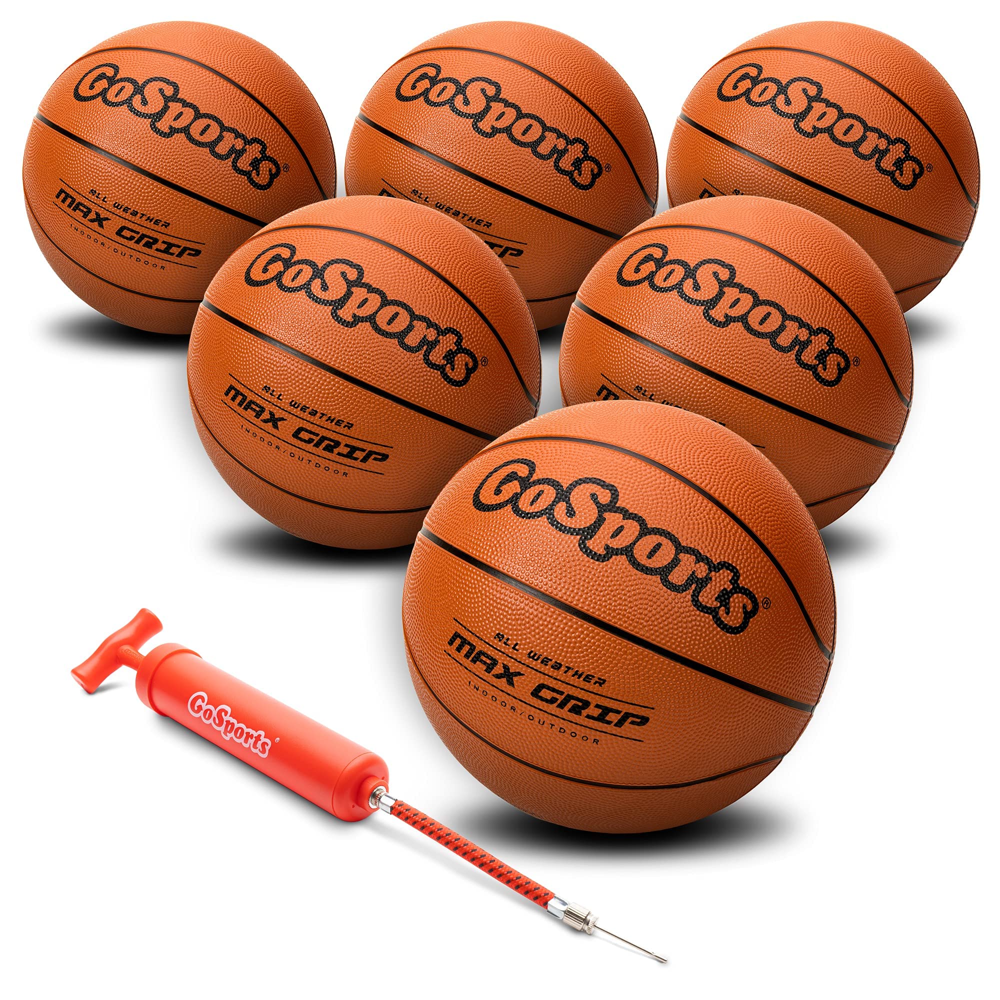 GoSports Interior/Exterior de Goma Baloncesto Seis Unidades con Bomba y Bolsa de Transporte